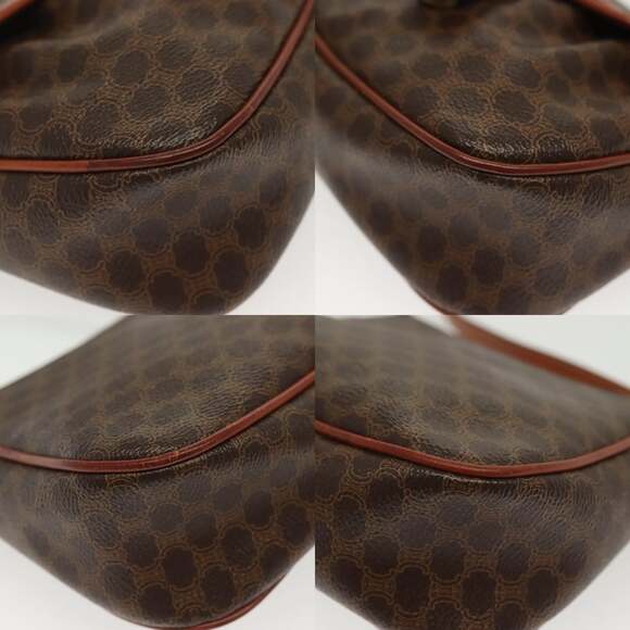 CELINE Macadam Canvas Shoulder Bag Pvc Leather Brown Gold - Picture 10 of 12